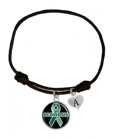 Scoliosis Awareness Black Leather Unisex Bracelet Jewelry $16.12 Wrap