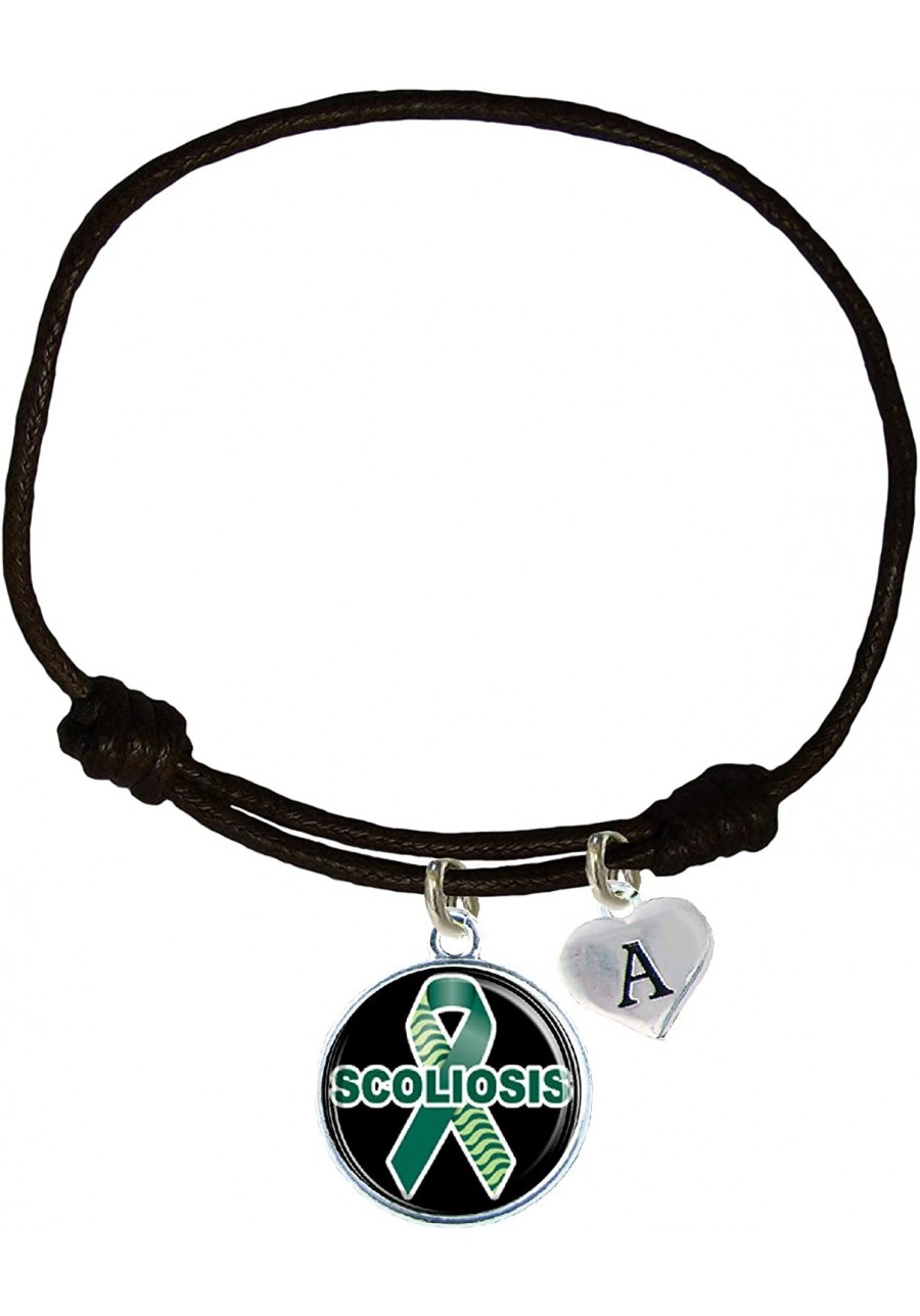 Scoliosis Awareness Black Leather Unisex Bracelet Jewelry $16.12 Wrap