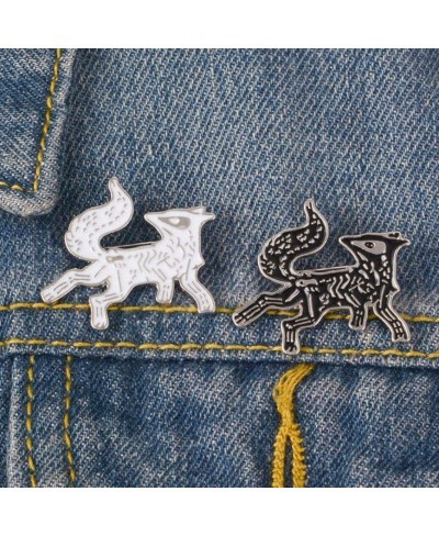 Brooch Pin Cartoon Unisex Skeleton Fox Animal Jacket Hat Bag Badge Accessory - Black $6.61 Brooches & Pins