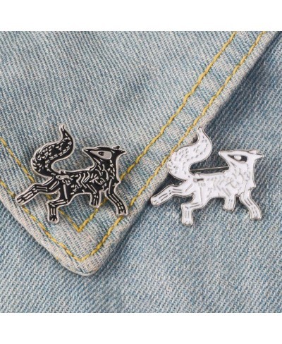 Brooch Pin Cartoon Unisex Skeleton Fox Animal Jacket Hat Bag Badge Accessory - Black $6.61 Brooches & Pins