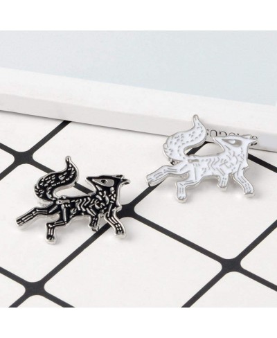 Brooch Pin Cartoon Unisex Skeleton Fox Animal Jacket Hat Bag Badge Accessory - Black $6.61 Brooches & Pins