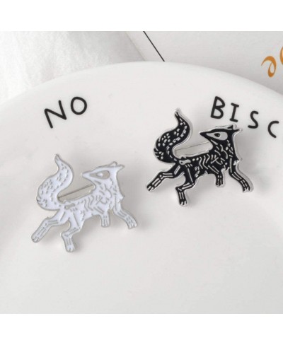 Brooch Pin Cartoon Unisex Skeleton Fox Animal Jacket Hat Bag Badge Accessory - Black $6.61 Brooches & Pins