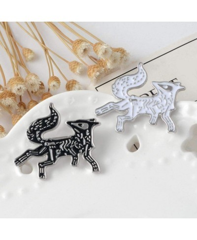 Brooch Pin Cartoon Unisex Skeleton Fox Animal Jacket Hat Bag Badge Accessory - Black $6.61 Brooches & Pins