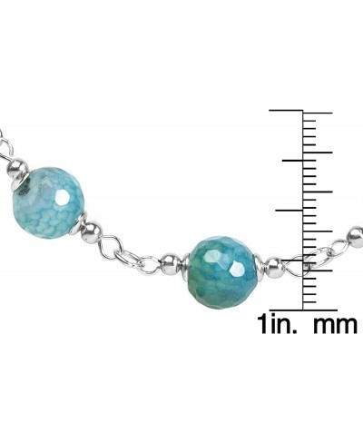 ELYA Stainless Steel Natural Mixed Green and Blue Agate Beaded Strand Necklace $19.93 Strands