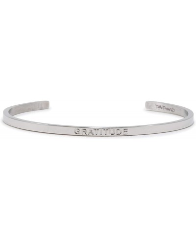 Gratitude Bracelet - Mantra Bangle Cuff Bracelet - Adjustable Stainless Steel Bracelet - Inspirational Encouragement Jewelry ...