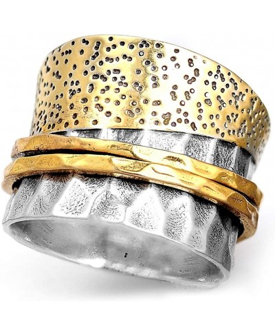 925 Sterling Silver Spinner Ring for Women with Brass Fidget Rings Wide Band $46.54 Bands