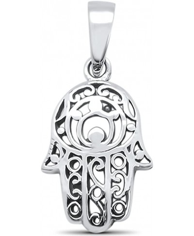 Sterling Silver Plain Hamsa Charm Pendant $12.22 Pendants & Coins