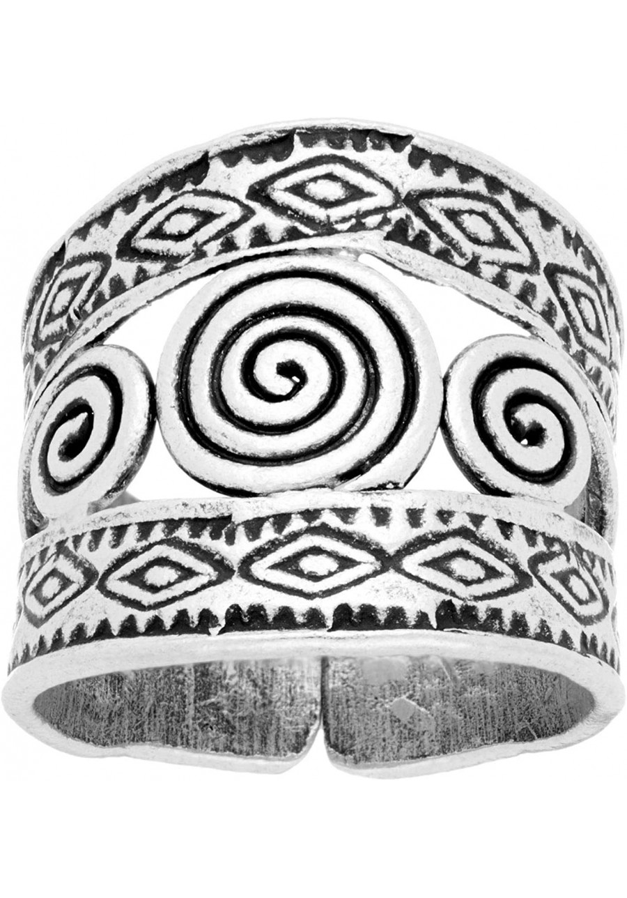 Women's 999 Fine Silver Karen Hill Tribe Tribal Etched Spiral Print Adjustable Ring $49.51 Bands