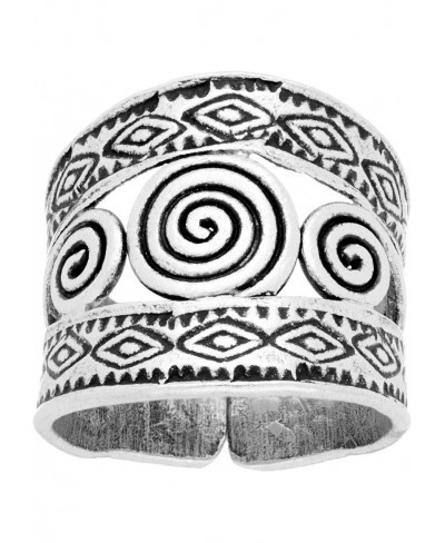 Women's 999 Fine Silver Karen Hill Tribe Tribal Etched Spiral Print Adjustable Ring $49.51 Bands