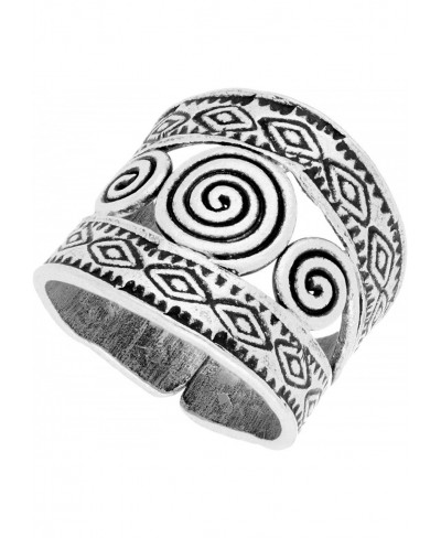 Women's 999 Fine Silver Karen Hill Tribe Tribal Etched Spiral Print Adjustable Ring $49.51 Bands