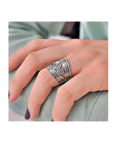 Women's 999 Fine Silver Karen Hill Tribe Tribal Etched Spiral Print Adjustable Ring $49.51 Bands