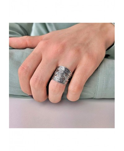 Women's 999 Fine Silver Karen Hill Tribe Tribal Etched Spiral Print Adjustable Ring $49.51 Bands