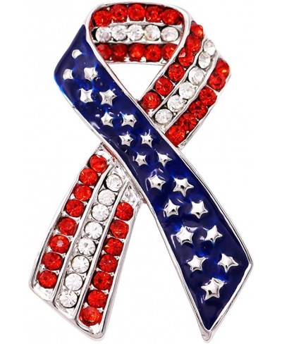 Women's USA Red White And Blue American Flag Ribbon Large Brooch Pin Independence Day War Veteran Vote $22.85 Brooches & Pins