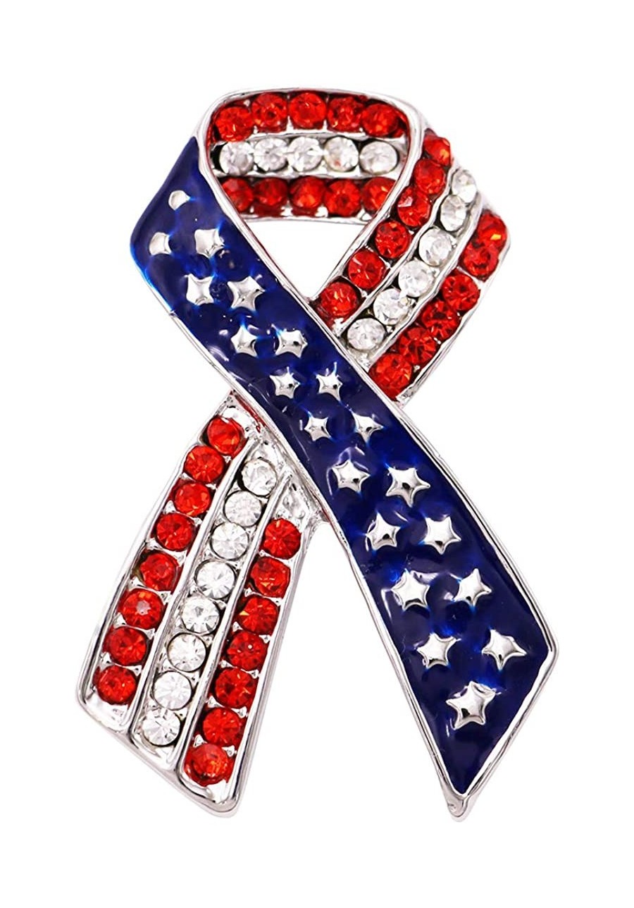 Women's USA Red White And Blue American Flag Ribbon Large Brooch Pin Independence Day War Veteran Vote $22.85 Brooches & Pins