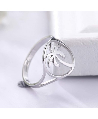 Stainless Steel Statement Ring Palm Tree Simple Womens Ring Vacation Holiday Jewelry $11.05 Statement