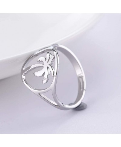 Stainless Steel Statement Ring Palm Tree Simple Womens Ring Vacation Holiday Jewelry $11.05 Statement