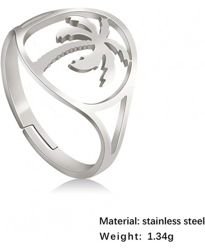 Stainless Steel Statement Ring Palm Tree Simple Womens Ring Vacation Holiday Jewelry $11.05 Statement