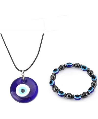 Evil Eye Pendant Necklace Glass Leather Rope Chain Turkish Protect Lucky Necklace for Women Men $10.16 Jewelry Sets