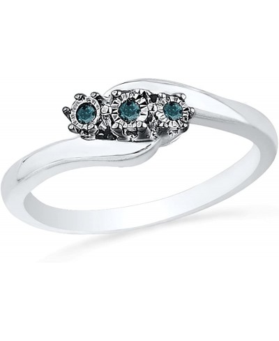 Sterling Silver Blue Round Diamond Three Stone Promise Ring (1/20 cttw) $33.53 Promise Rings