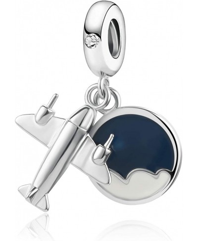 Globe Airplane Travel Charm Holiday Bead fit Pandora European Charms Bracelets Necklace for Women $9.18 Charms & Charm Bracelets