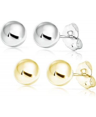 14K Gold Filled 8mm Ball Stud Earrings 2-3 pair set Yellow Rose & White Gold $43.86 Ball