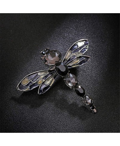 Vintage Crystal Dragonfly Brooch for Women Large Insect Brooch Pin Dress Coat Accessory (Black) Useful and Nice $6.93 Brooche...