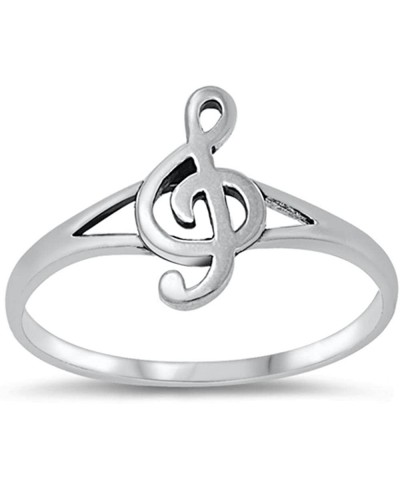 Sterling Silver Women's Treble Clef Note Music Singing Ring Band 12mm Sizes 2-12 $15.40 Bands
