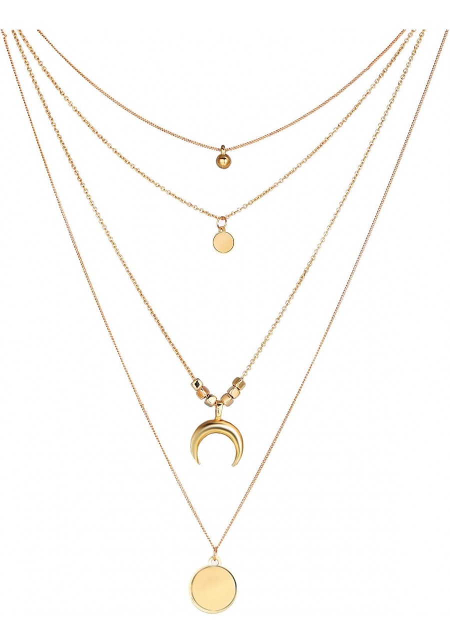 Multilayer Choker Gold Moon Star Necklace Bohemian Moon Pendant Charm Women Jewelry $12.18 Chains