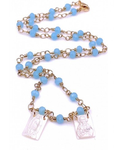 Scapular Mother of Pearl Pendants Necklace "17.5 Inches" Length Crystal Beads Chain $18.18 Pendant Necklaces