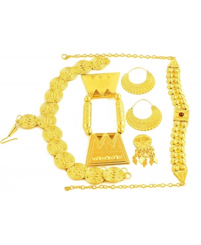 Gold Color Red Stone Women Eritrean Traditional Wedding Jewelry Sets $37.97 Jewelry Sets