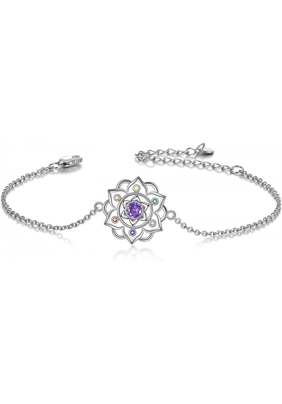 925 Sterling Silver Chakra Bracelet Yoga Lotus Pendant Bracelet Birthday Gifts for Women Wife Girlfriend $24.90 Link