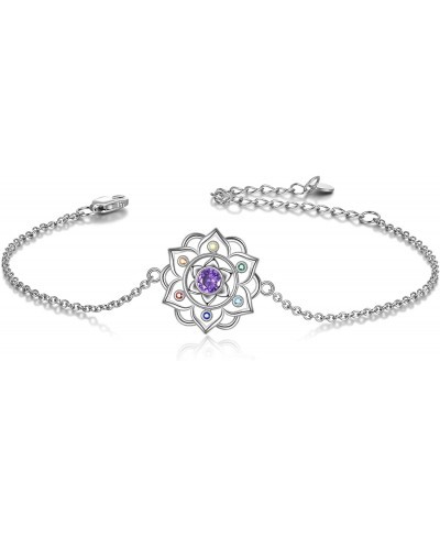 925 Sterling Silver Chakra Bracelet Yoga Lotus Pendant Bracelet Birthday Gifts for Women Wife Girlfriend $24.90 Link