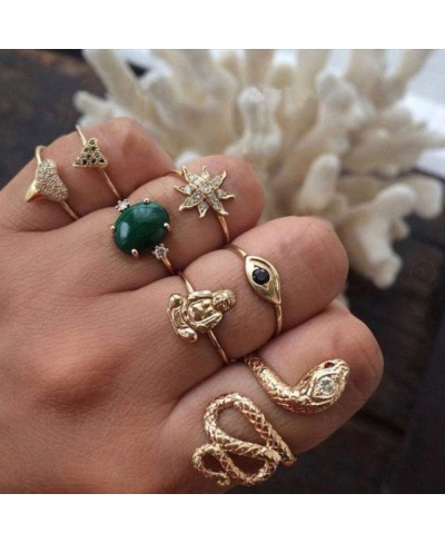 Boho Gold Ring Set Finger Rings Sets Snake Vintage Knuckle Rings for Women and Girls(7 Pieces) $6.56 Statement