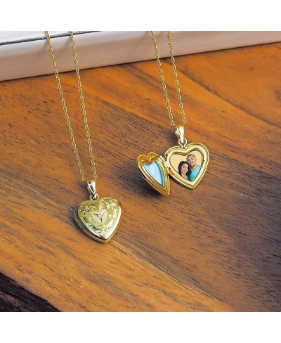 14K Gold Filled Floral Heart Photo Locket with Diamond - 2/3 inch x 2/3 inch - Includes 18 inch Chain $52.84 Lockets