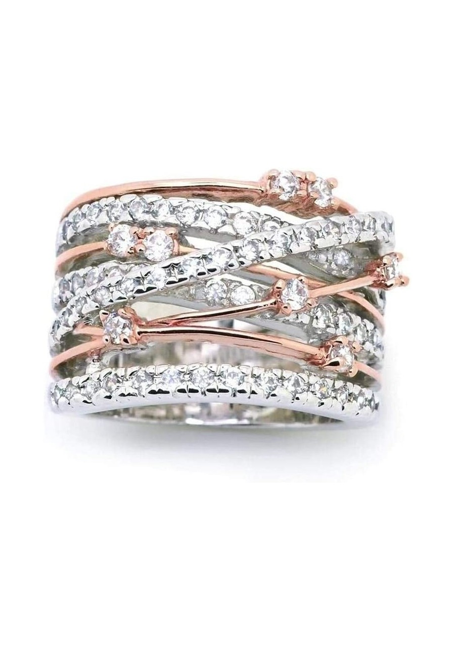 Two Tone Intertwined Crossover Statement Ring Fashion Breadth Band Rings for Women Rose Gold Index Finger Ring (US Code 8) $1...