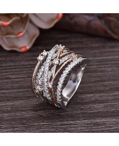 Two Tone Intertwined Crossover Statement Ring Fashion Breadth Band Rings for Women Rose Gold Index Finger Ring (US Code 8) $1...