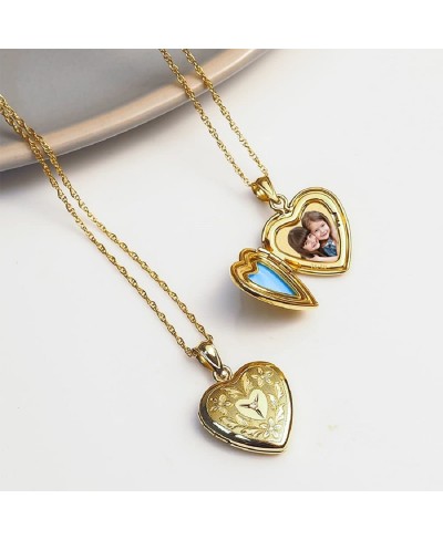 14K Gold Filled Floral Heart Photo Locket with Diamond - 2/3 inch x 2/3 inch - Includes 18 inch Chain $52.84 Lockets