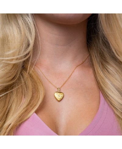 14K Gold Filled Floral Heart Photo Locket with Diamond - 2/3 inch x 2/3 inch - Includes 18 inch Chain $52.84 Lockets