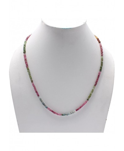 Natural Multi Tourmaline Faceted Round 925 Sterling Silver Necklace Handmade Multi Tourmaline Beaded Necklace Healing Multi T...