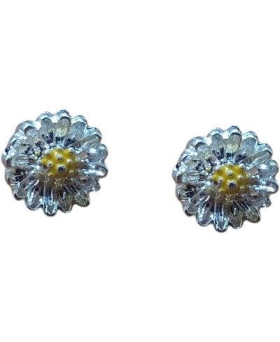 Women Silvering Daisy Earrings Silver Gold Dual-Color Daisy Flower Ear Studs $6.08 Stud