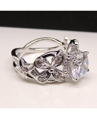 Deb Bridal Engagement Ring for Women Flower Butterfly Designer White Gold Plated Cubic Zirconia Size 10 $16.27 Engagement Rings