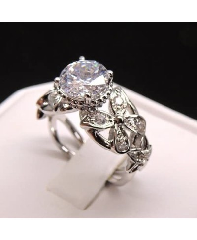 Deb Bridal Engagement Ring for Women Flower Butterfly Designer White Gold Plated Cubic Zirconia Size 10 $16.27 Engagement Rings