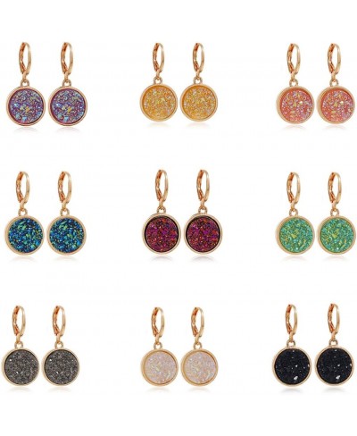 9 Pairs Faux Druzy Earrings Set Alloy Round Earrings for Women Earrings Jewelry $13.88 Stud