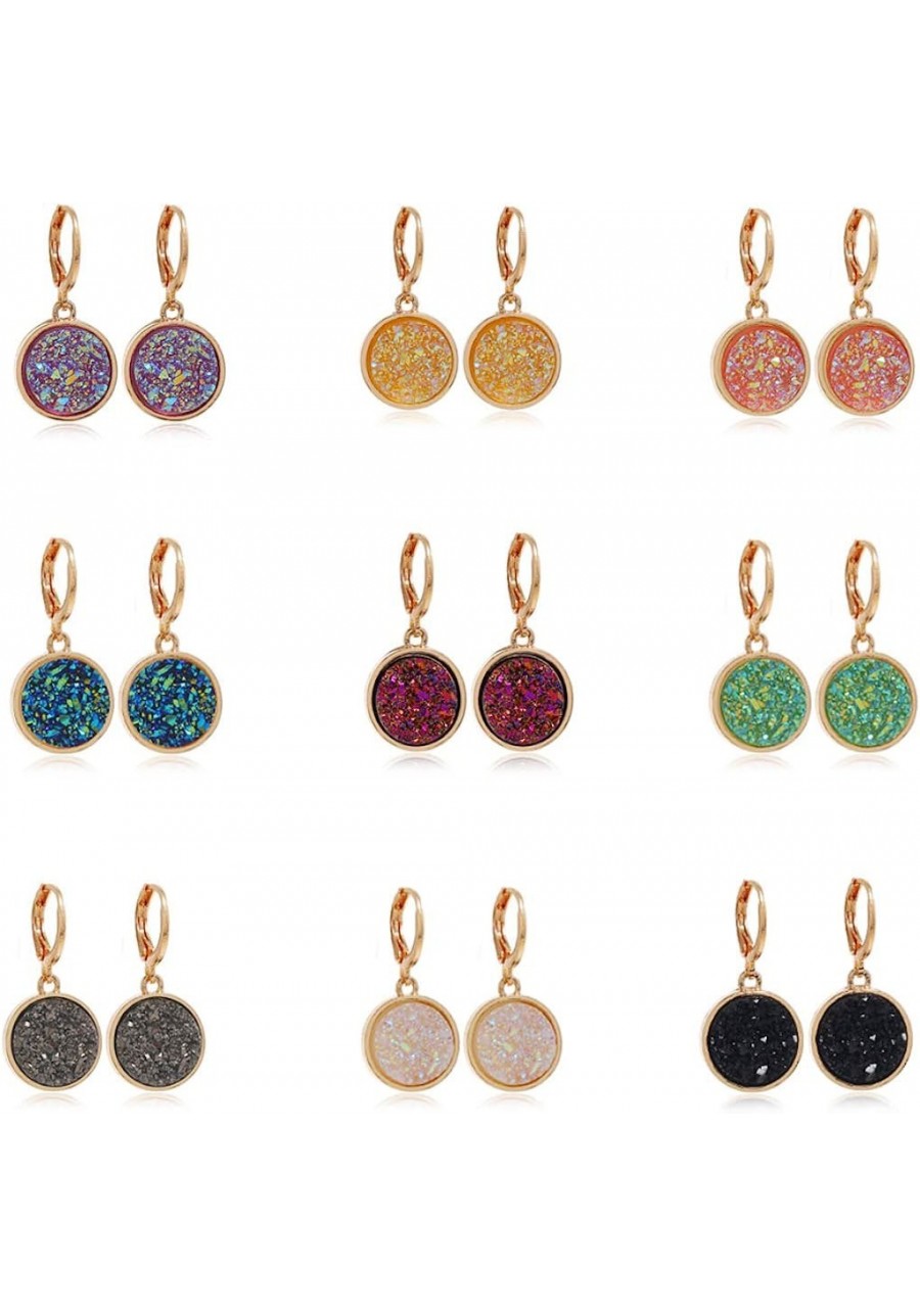 9 Pairs Faux Druzy Earrings Set Alloy Round Earrings for Women Earrings Jewelry $13.88 Stud