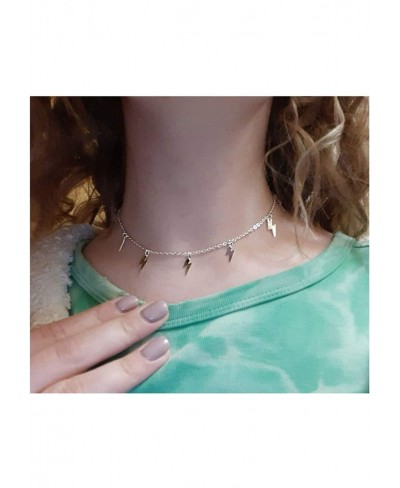 Women Girls Lightning Bolt Choker Necklace Short Chain Statement Pendant Necklace Jewellery $9.98 Chokers