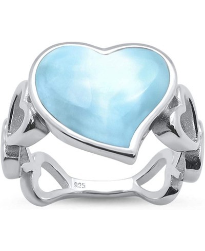 Heart Natural Larimar Endless Heart Band Ring Sterling Silver $37.68 Bands