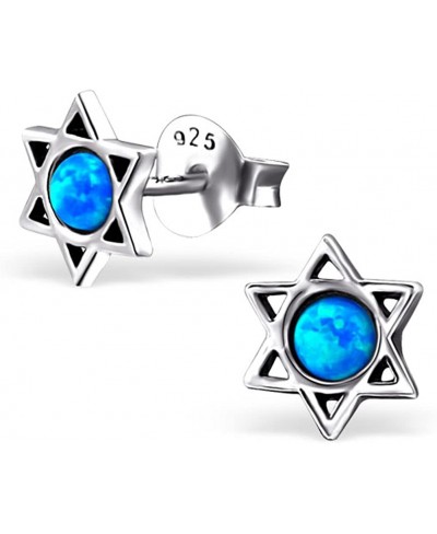 Star of David Stud Earrings Synthetic Opal Stering Silver 925 Post Studs $16.13 Stud