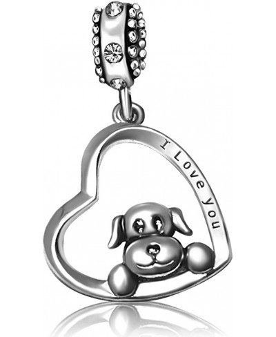 Heart Dog I Love You Charms Birthstone Dog Paw Dangle Charms for Bracelets Mom Mothers Grandmas Day $12.57 Charms & Charm Bra...