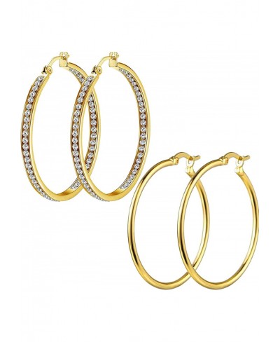4PC Hoop Earrings Set Huggie Rings Girls Women 20mm 30mm Multicolor Steel Fashion Jewelry $14.57 Hoop