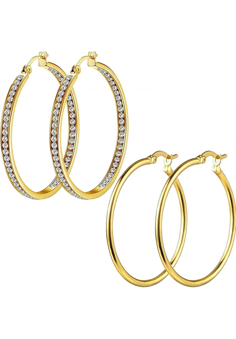 4PC Hoop Earrings Set Huggie Rings Girls Women 20mm 30mm Multicolor Steel Fashion Jewelry $14.57 Hoop